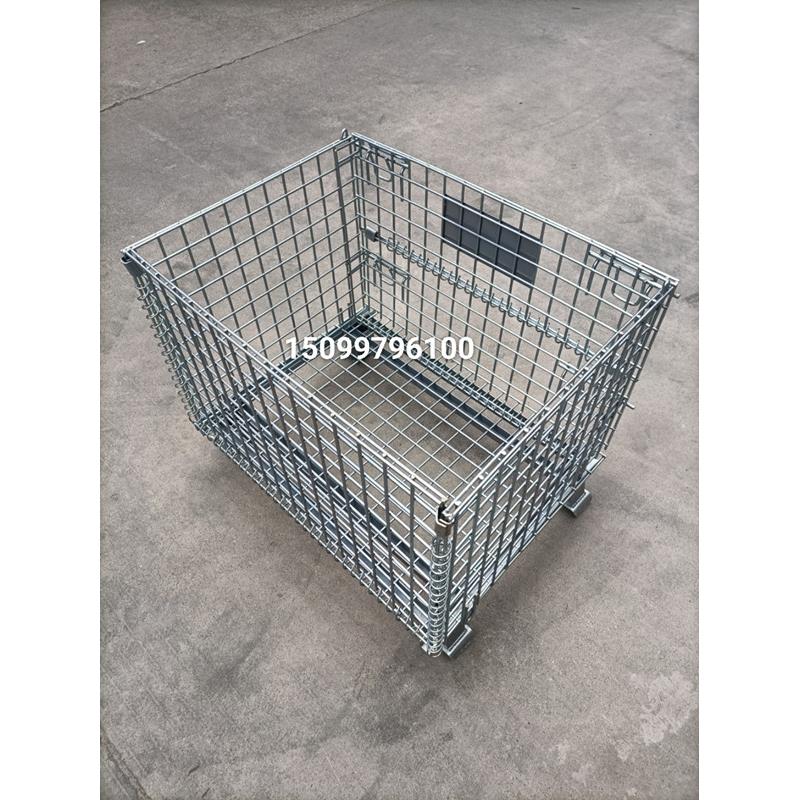 仓储笼折叠推拉笼铁框周转箱物流台车带轮铁框铁笼仓库储物笼镀锌