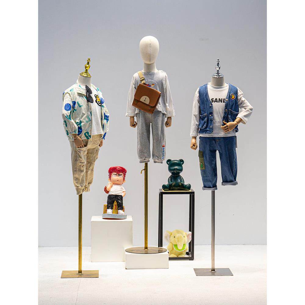 服装店儿童模特道具半身全身童装店橱窗展示模特架包布假人铁底座
