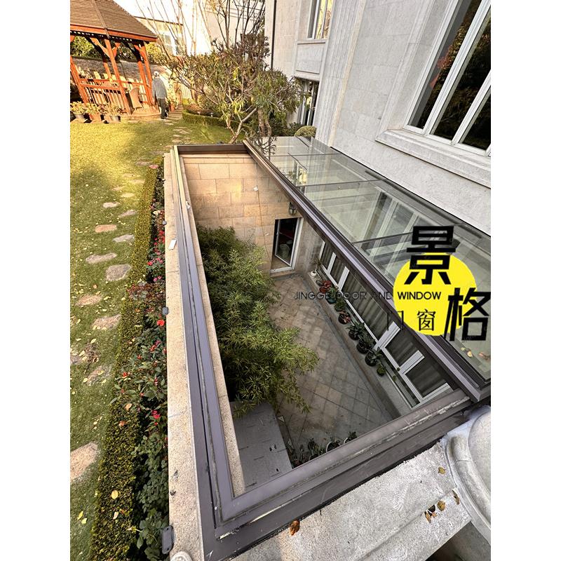 上海电动阳光房天井玻璃顶电动平移阳光房铝合金玻璃顶铝合金门窗
