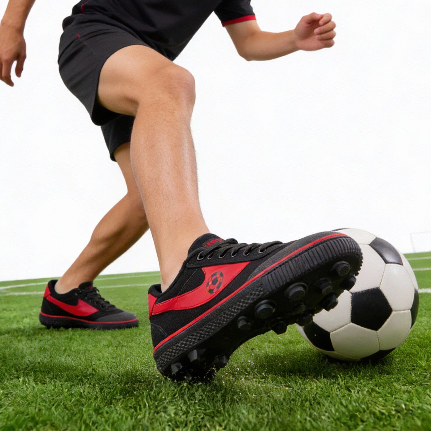 回力布面透气足球鞋 学生体育课训练防滑耐磨橡胶短钉男女比赛鞋