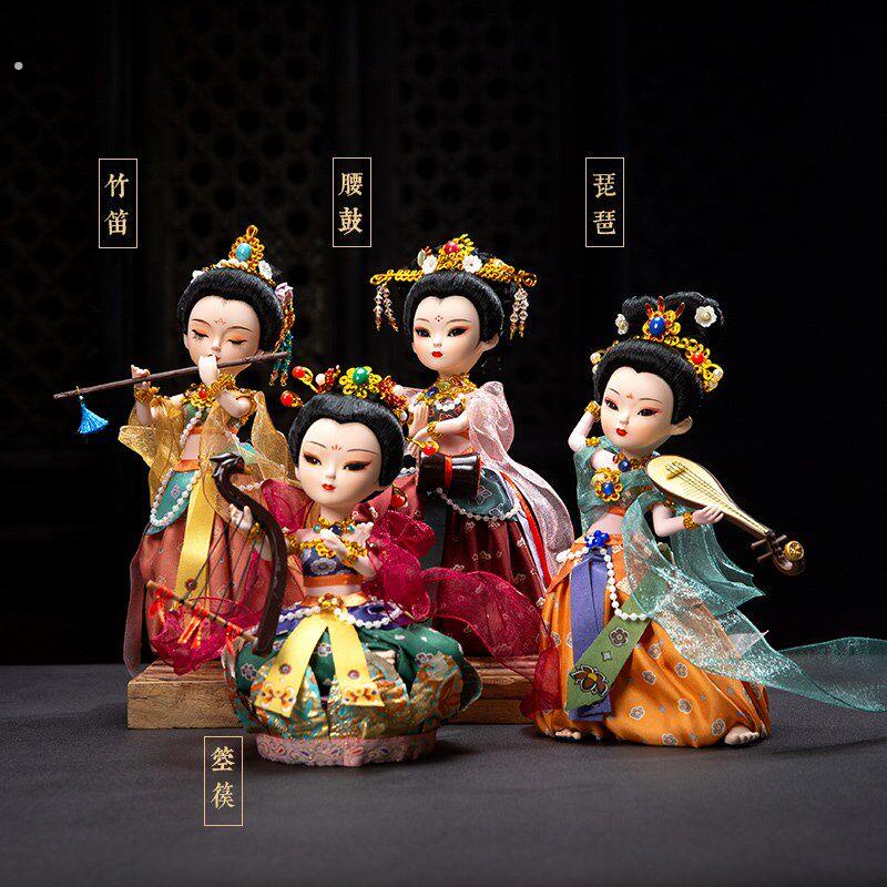 中国风礼品敦煌飞天绢人四大美女娃娃摆件特色工艺品出国送老外