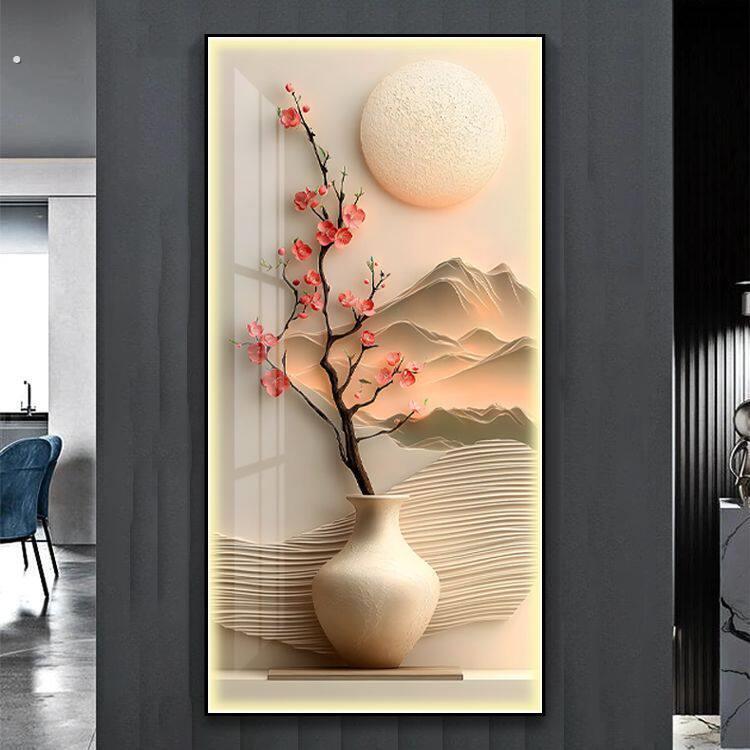 现代简约玄关入户装饰画挂画客厅走廊装饰画轻奢高级感竖版壁画