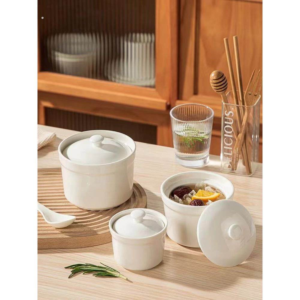 陶瓷炖盅隔水炖家用带盖蒸菜鸡蛋羹汤盅炖罐专用蒸蛋碗煲汤小瓦罐