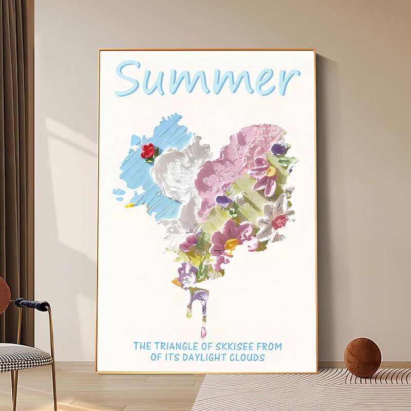 奶油风花朵创意客厅装饰画3d立体感肌理摆画墙面壁画餐厅卧室挂画