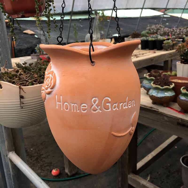 红陶铁链吊盆垂吊悬挂花草多肉绿植吊兰陶瓷花器透气陶土花盆有孔