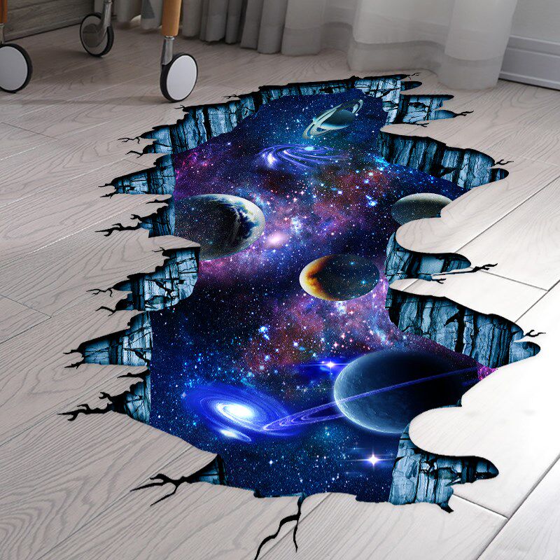 地面贴纸海洋地贴自粘防水耐磨3d立体仿真海底主题装饰卧室地板画