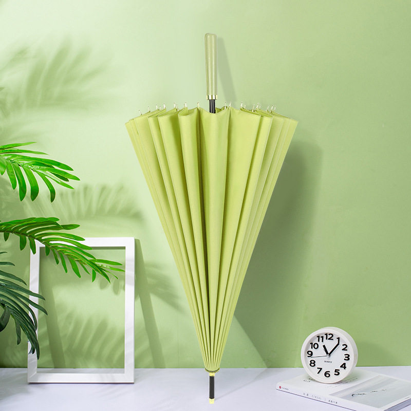 小清新24骨长柄雨伞大号男士全纤维加固配色皮柄直杆伞抗风加厚伞,居家日用,伞,淘宝优惠券,粉丝福利购,淘宝优惠卷