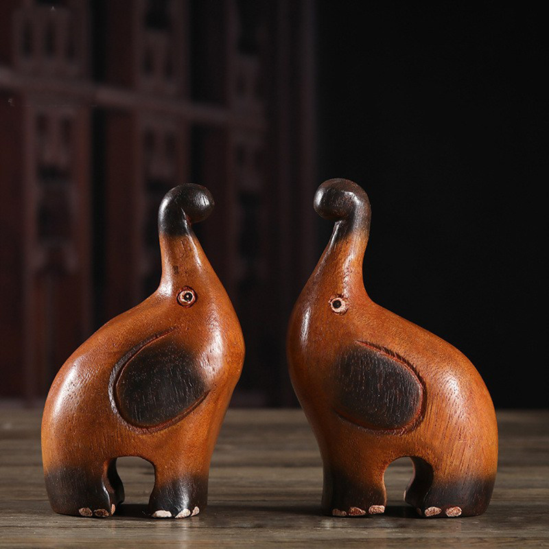 泰国木制手工雕刻小象电脑桌装饰摆件东南亚创意复古可大象木雕,家居饰品,装饰摆件,淘宝优惠券,粉丝福利购,淘宝优惠卷