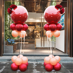 开业气球装饰商店活动促销店庆红色喜庆氛围场景布置立柱门口路引