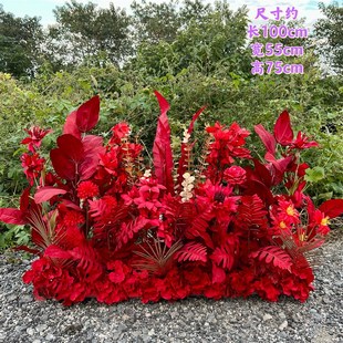 新款婚庆婚礼花排地排花路引挂花仿真花成品排花T台舞台装饰花艺