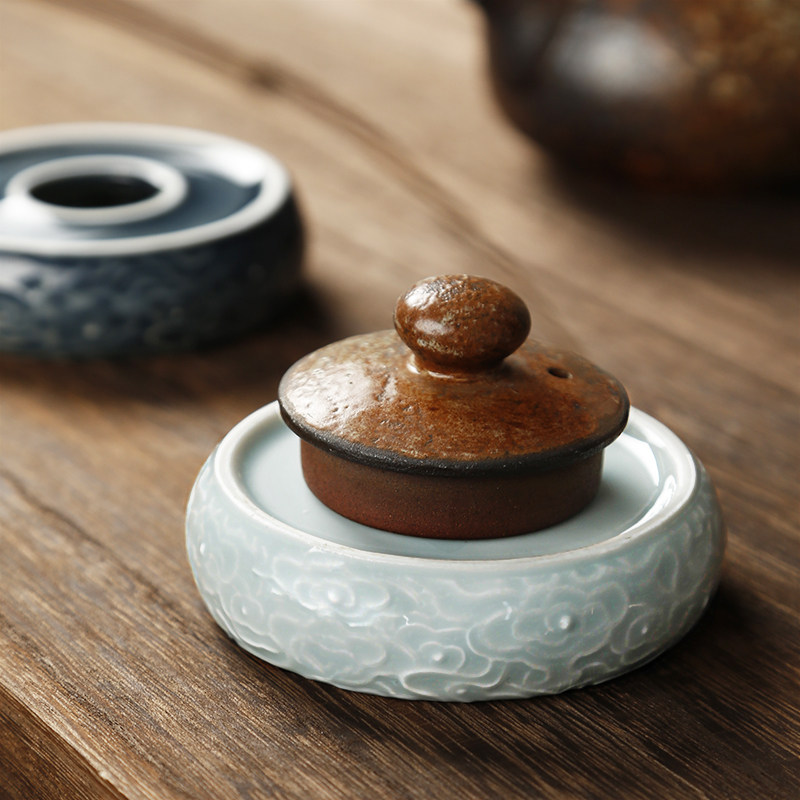 陶瓷盖置盖托紫砂壶托茶搁置盖碗铜茶壶盖子架子功夫茶具茶道配件