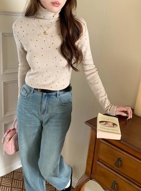 3th Morning 冬日旋律 韩系氛围感波点高领针织衫毛衣ZY3772