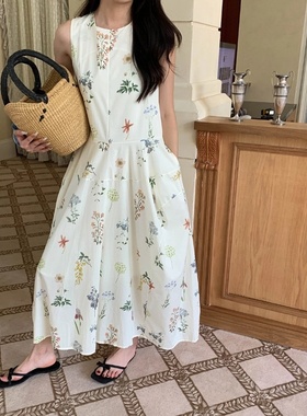 3th Morning 植物系穿搭 韩系碎花圆领宽松背心连衣裙ZY3122