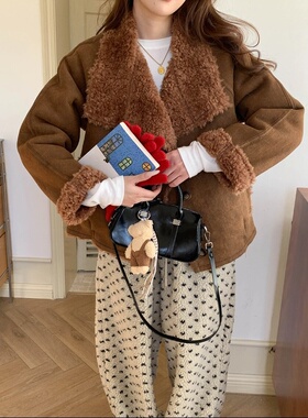 3th Morning 两穿领型 韩系复古麂皮绒仿皮毛一体外套ZY3803