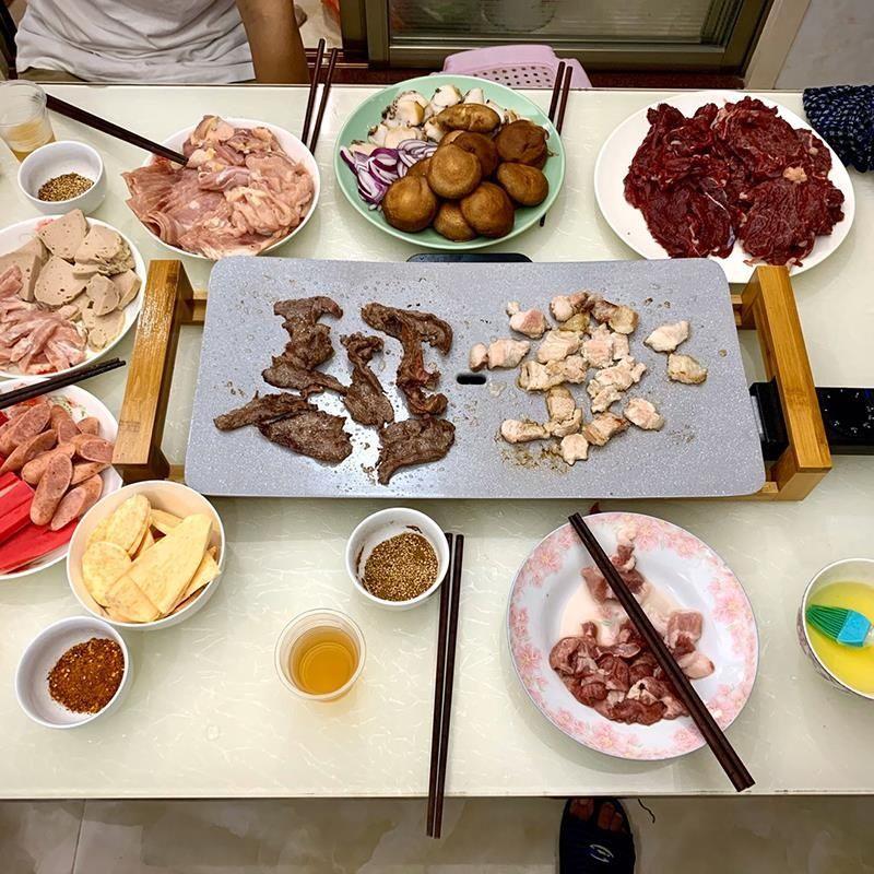 王岳伦同款烤盘李湘家烤肉盘电烤盘陶瓷电烤炉家用室内无烟烤肉锅