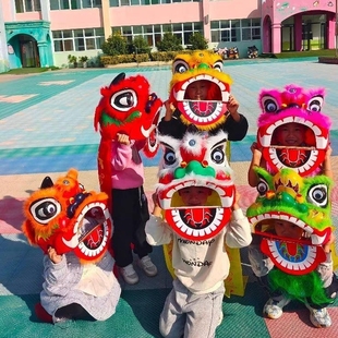 醒狮狮头狮子头舞狮道具儿童舞狮服装套装小狮子学生表演舞摆件