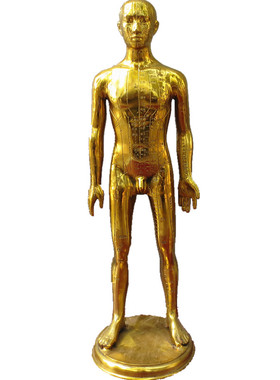 纯铜针灸人穴位人摆件明代中医诊室黄铜大小经络人体穴位模型黄铜