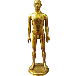 纯铜针灸人穴位人摆件明代中医诊室黄铜大小经络人体穴位模型黄铜