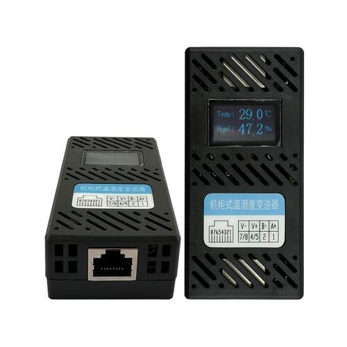 云迪尔 机柜磁吸式 温湿度变送器 OLED液晶屏 可夜视 双RJ45接线