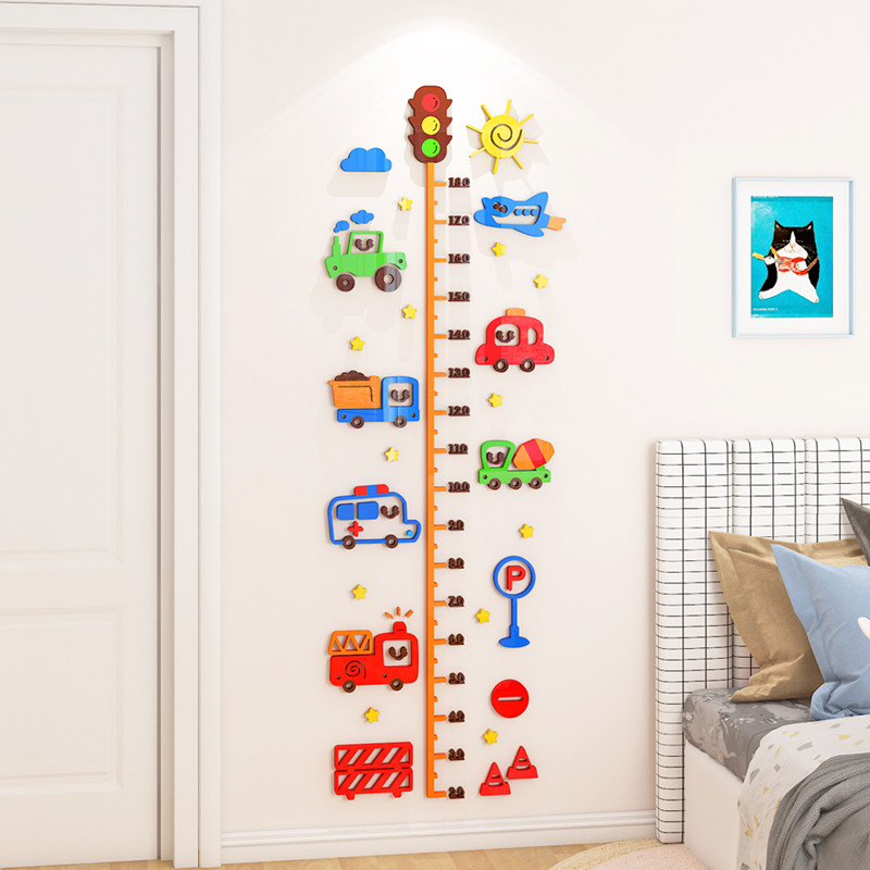 宝宝量身高3d卡通汽车身高墙贴纸男孩卧室装饰房间布置测量身高尺,家居饰品,身高贴,淘宝优惠券,粉丝福利购,淘宝优惠卷