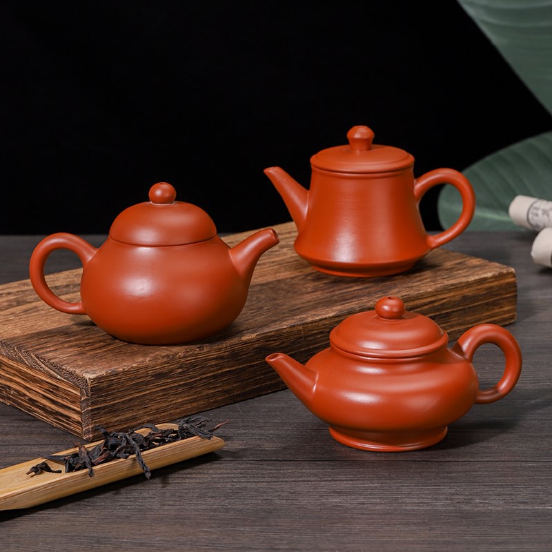 潮州朱泥茶壶套装家用功夫茶具手拉壶泡茶壶大红袍紫砂壶单壶冲罐