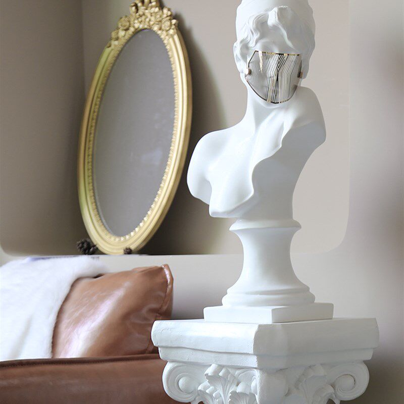 蒙面人物底座雕像法式玄关客厅电视柜艺术摆件高级软装饰品工艺品,家居饰品,桌面摆件,淘宝优惠券,粉丝福利购,淘宝优惠卷