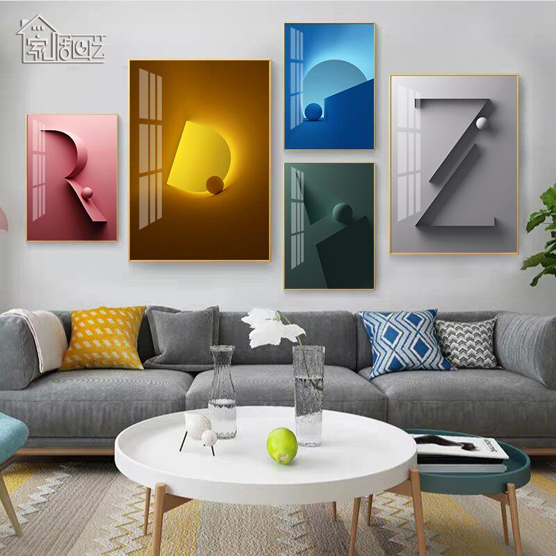 英文26个字母装饰画抽象玄关楼梯壁画工业风格客厅沙发背景墙挂画,家居饰品,现代装饰画,淘宝优惠券,粉丝福利购,淘宝优惠卷