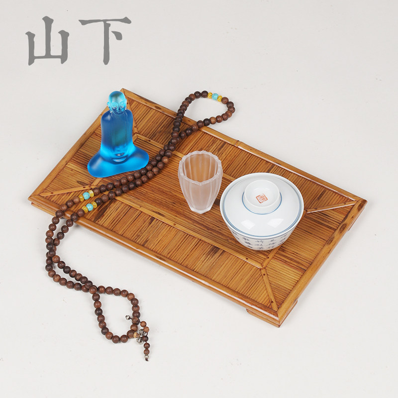 竹编茶垫小茶台竹贴面干泡盘家用壶承奉茶盘托盘功夫茶道具展示垫