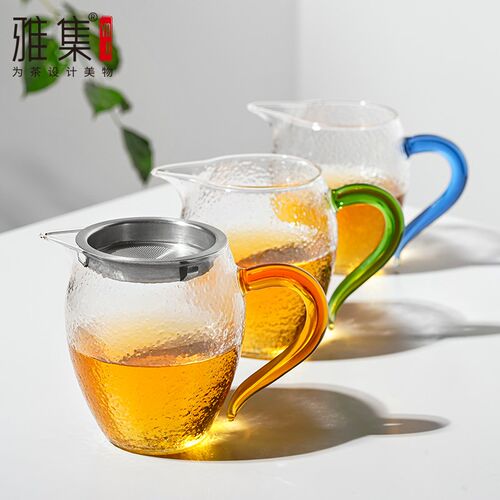雅集茶具锤纹龙胆公道杯分茶器耐热加厚带过滤茶具配件泡茶壶套装