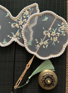 汉服扇子古风团扇流苏刺绣古典舞蹈扇绣花蝴蝶仙气古代跳舞走秀扇