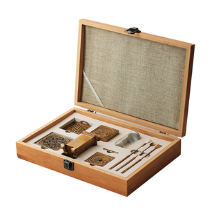 纯铜浮雕方形 香道工具套件香礼香粉炉 香拓香模套装礼品盒香薰炉