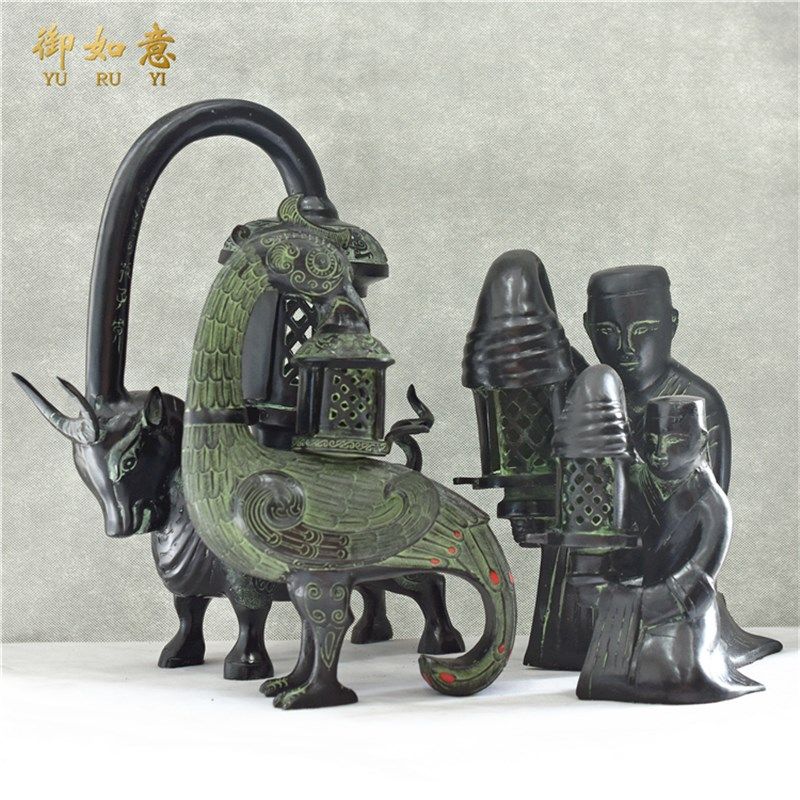 汉代宫廷牛灯长信宫灯雁鱼灯鸟型灯青铜器仿古工艺品开业礼品摆件