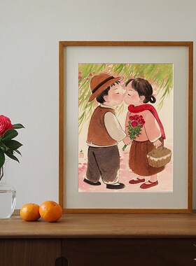 皇小小绘 好作伴 一二山现代水墨挂画客厅装饰画沙发背景墙电表箱