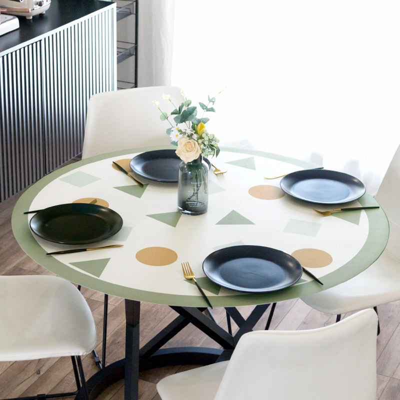 时尚皮革桌垫清新几何防水防油免洗防烫圆桌餐桌家用酒店圆形台垫,居家布艺,桌布,淘宝优惠券,粉丝福利购,淘宝优惠卷