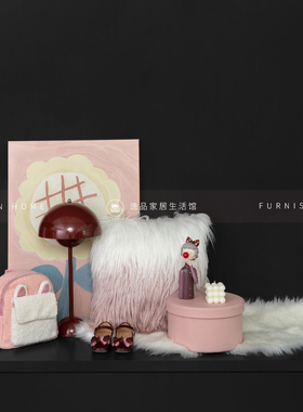 E-Pin逸品 样板房摆件简约粉色系儿童衣帽间组合公主裙衣柜软装