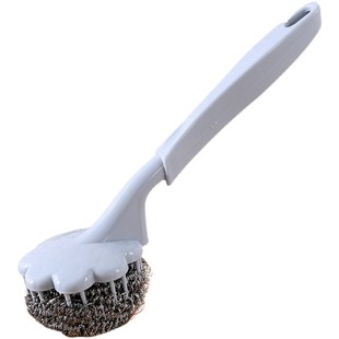 钢丝球批清洁长柄带手柄洗碗厨房家用刷子铁丝纳米不伤锅带把的