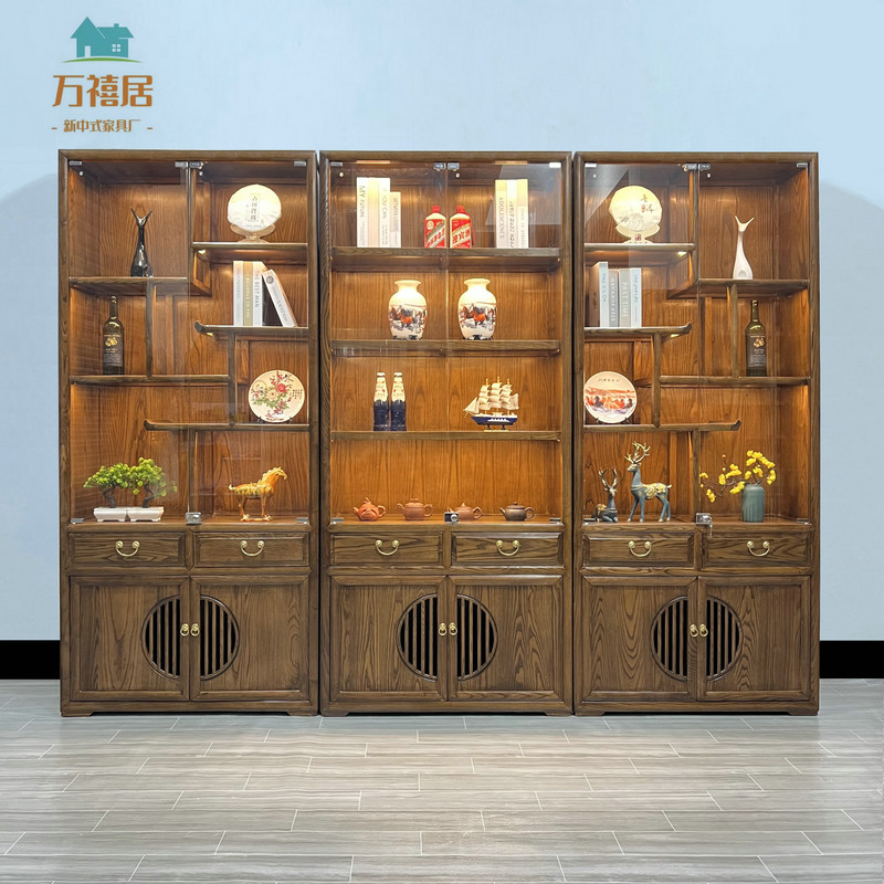 新中式博古架白蜡木茶叶展示柜实木多宝阁组合客厅隔断陈列玻璃柜,住宅家具,多宝格/博古架,淘宝优惠券,粉丝福利购,淘宝优惠卷