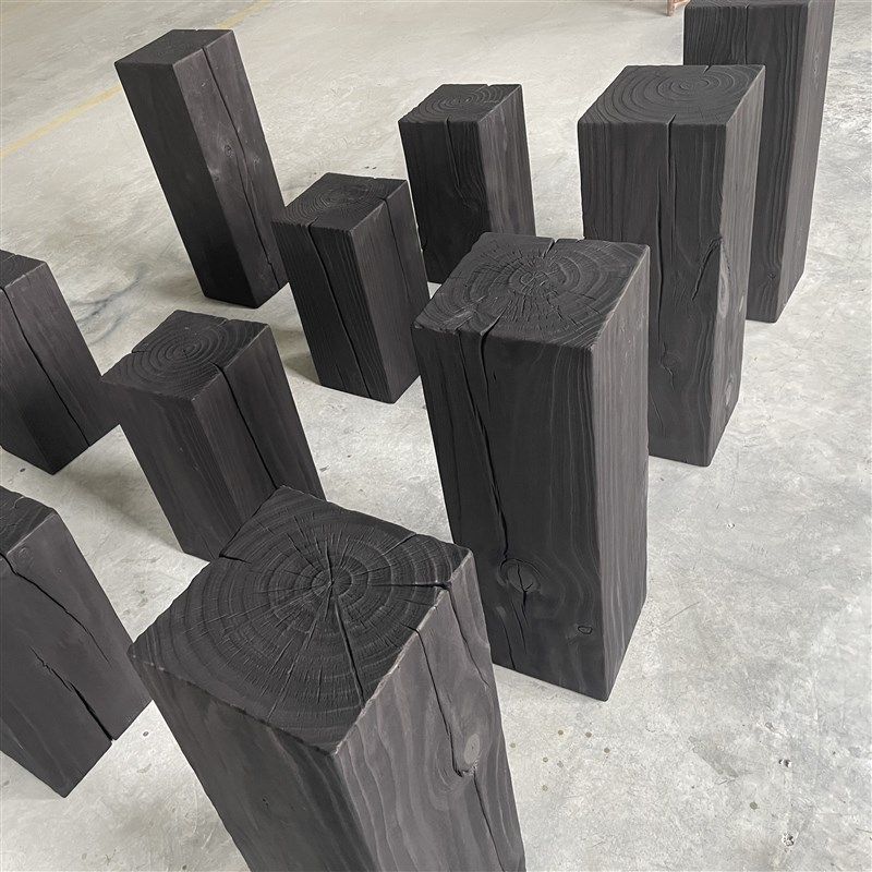 侘寂风实木墩子碳化黑色原木凳子家用边角几树桩摆件创意四方木墩,住宅家具,根雕花架,淘宝优惠券,粉丝福利购,淘宝优惠卷