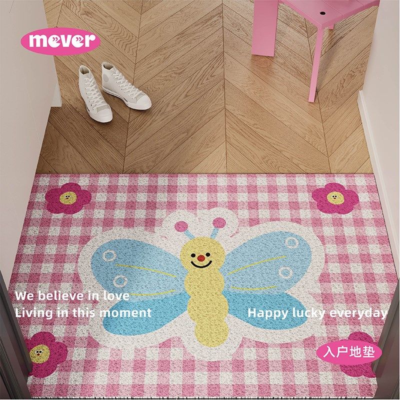 韩式卡通格子可爱入户地垫丝圈防滑脚垫毯进门垫子玄关门口可裁剪,居家布艺,入户地垫,淘宝优惠券,粉丝福利购,淘宝优惠卷