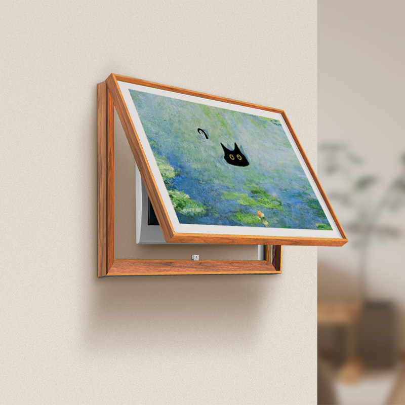 ZOYART小黑猫闯入名画趣味电表箱遮挡装饰画向上翻盖配电箱遮丑画