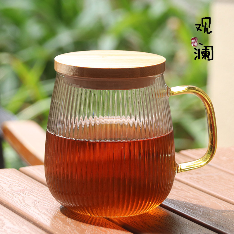 大容量家用玻璃杯子牛奶杯早餐杯男女办公花茶杯带把泡茶杯喝水杯