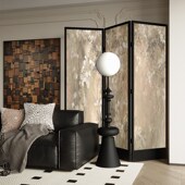 饰客厅进门玄关抽象移动折屏 混搭风实木可折叠屏风隔断装 法式 欧式