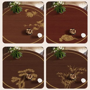 原木色圆桌垫子免洗PVC皮革仿实木纹桌布防水防油桌面茶几垫子