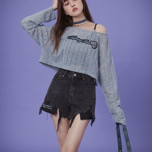 SagiDolls少女斗志 #晨雾蔷薇#灰蓝镂空针织罩衫防晒防冻透气显白