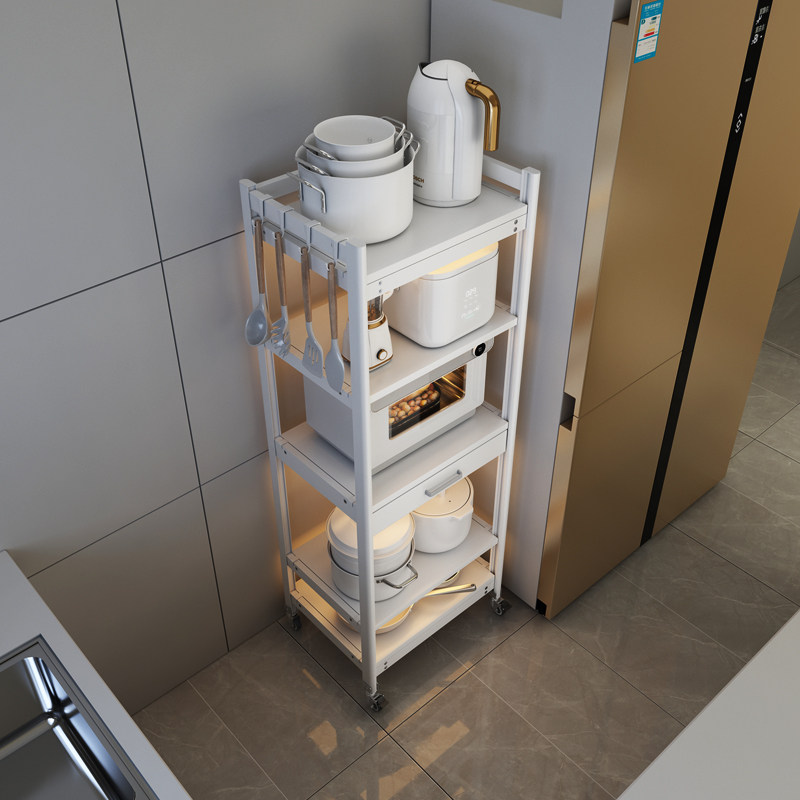 太空铝厨房置物架落地多层大尺寸烤箱微波炉收纳架家用可移动架子