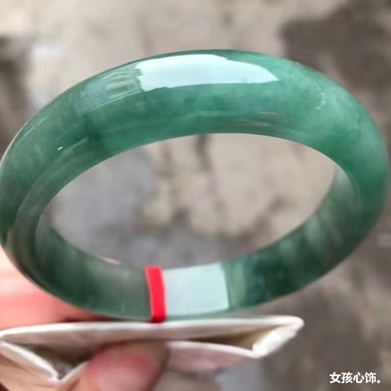 冰种翡翠玉手镯子女款天然缅甸冰糯种翡翠手镯油青飘花老坑送礼物