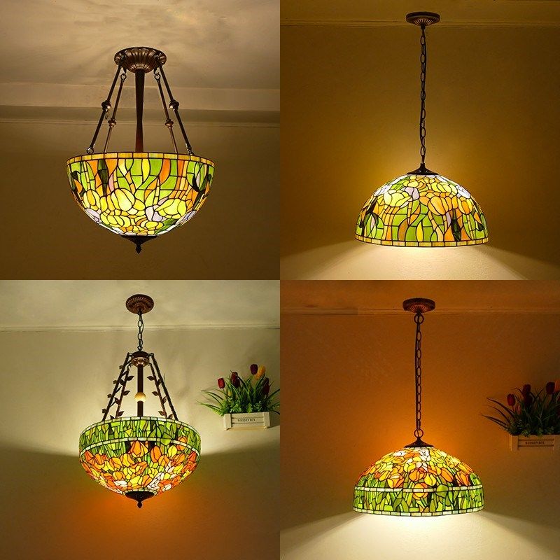 欧式田园风大吊灯纯手工彩色玻璃灯罩家用酒店民宿卧室餐厅高灯具,家装灯饰光源,酒店/宴会厅/餐饮吊灯,淘宝优惠券,粉丝福利购,淘宝优惠卷
