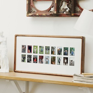 儿童证件照相框12/18/20来图定制周岁宝宝照相册成长记录实木摆台