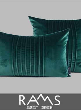 欧式样板房沙发靠垫抱枕纯色靠包床头靠枕现代客厅墨绿色靠垫定制