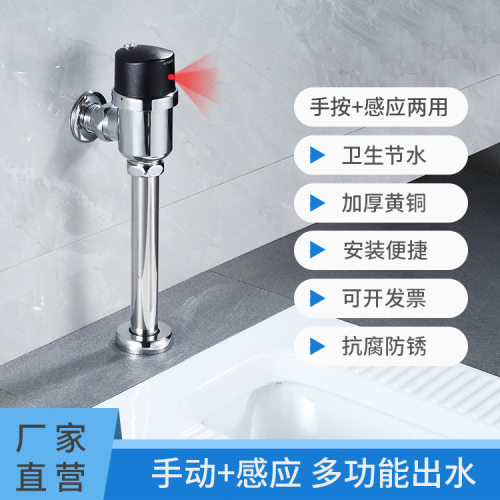 后进水明装感应冲水器公厕蹲坑自动冲水器DC6V手动按钮两用过滤网
